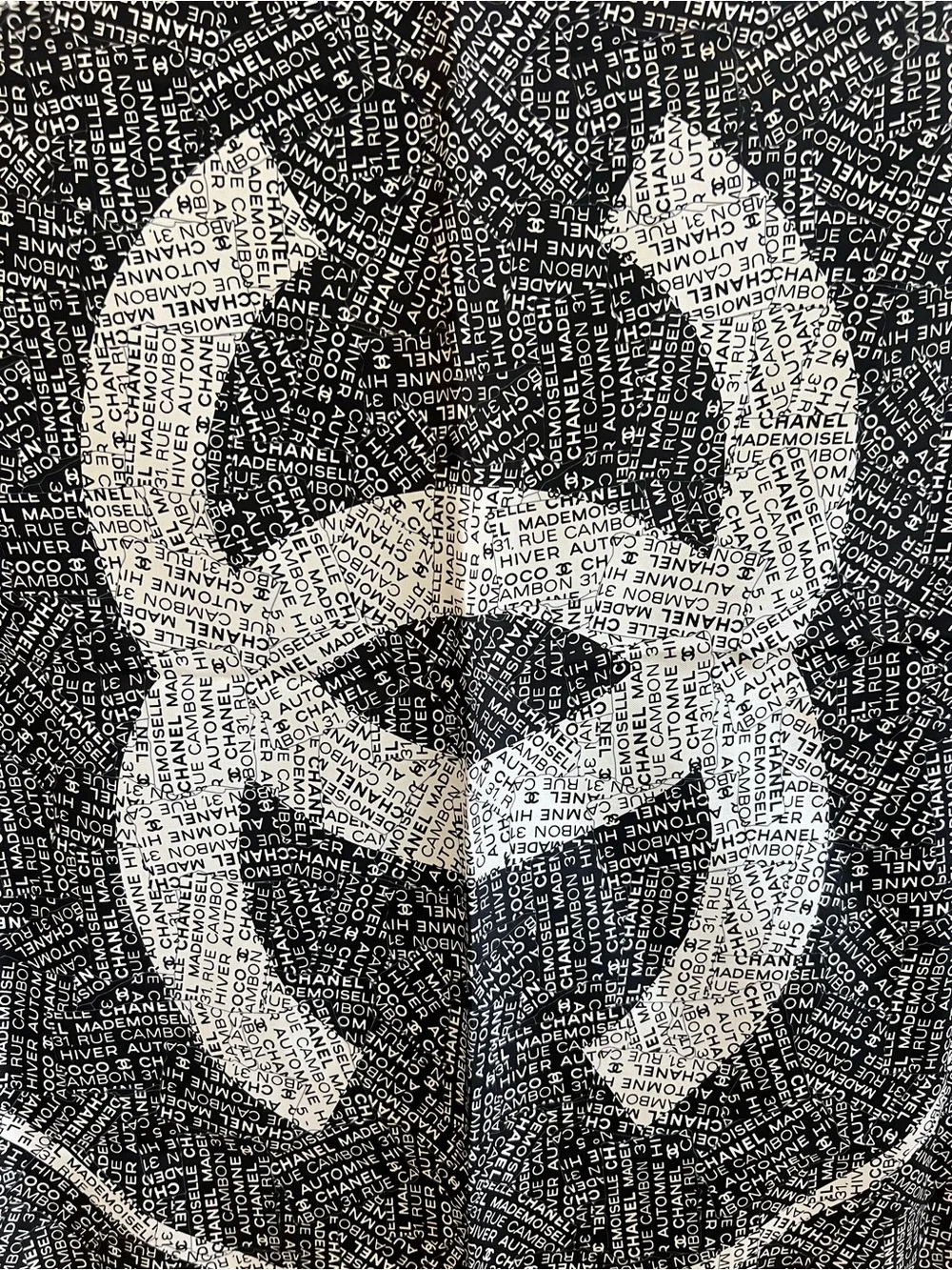 CHANEL Black and White Logo Silk Scarf